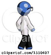 Poster, Art Print Of Blue Doctor Scientist Man Walking Away Direction Right View