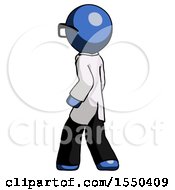 Poster, Art Print Of Blue Doctor Scientist Man Walking Away Direction Left View