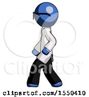 Poster, Art Print Of Blue Doctor Scientist Man Walking Left Side View