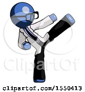 Poster, Art Print Of Blue Doctor Scientist Man Ninja Kick Right