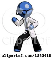 Poster, Art Print Of Blue Doctor Scientist Man Martial Arts Defense Pose Left