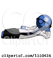 Blue Doctor Scientist Man Reclined On Side
