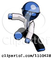 Blue Doctor Scientist Man Action Hero Jump Pose