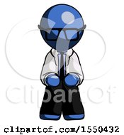 Blue Doctor Scientist Man Squatting Facing Front