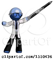 Blue Doctor Scientist Man Demonstrating That Indeed The Pen Is Mightier