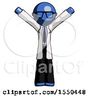 Blue Doctor Scientist Man With Arms Out Joyfully