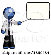 Poster, Art Print Of Blue Doctor Scientist Man Giving Presentation In Front Of Dry-Erase Board