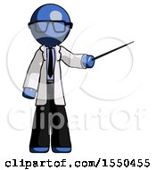 Poster, Art Print Of Blue Doctor Scientist Man Teacher Or Conductor With Stick Or Baton Directing