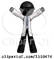 Poster, Art Print Of Black Doctor Scientist Man Surprise Pose Arms And Legs Out
