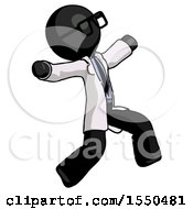 Poster, Art Print Of Black Doctor Scientist Man Running Away In Hysterical Panic Direction Right