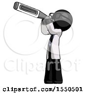 Black Doctor Scientist Man Thermometer In Mouth