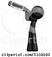 Poster, Art Print Of Black Design Mascot Man Thermometer In Mouth
