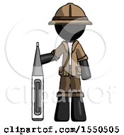 Poster, Art Print Of Black Explorer Ranger Man Standing With Large Thermometer