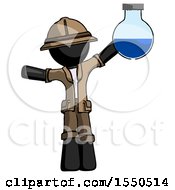 Black Explorer Ranger Man Holding Large Round Flask Or Beaker