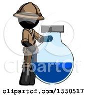 Poster, Art Print Of Black Explorer Ranger Man Standing Beside Large Round Flask Or Beaker