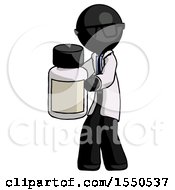 Black Doctor Scientist Man Holding White Medicine Bottle