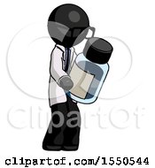 Black Doctor Scientist Man Holding Glass Medicine Bottle