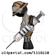 Poster, Art Print Of Black Explorer Ranger Man Using Syringe Giving Injection