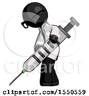 Poster, Art Print Of Black Doctor Scientist Man Using Syringe Giving Injection