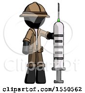 Black Explorer Ranger Man Holding Large Syringe