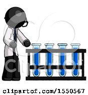 Poster, Art Print Of Black Doctor Scientist Man Using Test Tubes Or Vials On Rack