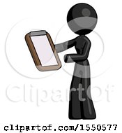 Poster, Art Print Of Black Design Mascot Woman Reviewing Stuff On Clipboard