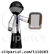 Poster, Art Print Of Black Doctor Scientist Man Showing Clipboard To Viewer