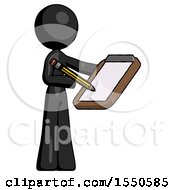 Poster, Art Print Of Black Design Mascot Woman Using Clipboard And Pencil