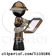 Poster, Art Print Of Black Explorer Ranger Man Using Clipboard And Pencil