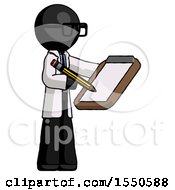 Black Doctor Scientist Man Using Clipboard And Pencil