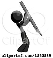 Black Design Mascot Woman Stabbing Or Cutting With Scalpel