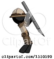 Poster, Art Print Of Black Explorer Ranger Man Stabbing Or Cutting With Scalpel