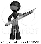 Poster, Art Print Of Black Design Mascot Woman Holding Large Scalpel
