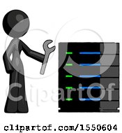 Poster, Art Print Of Black Design Mascot Woman Server Administrator Doing Repairs