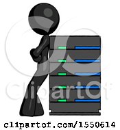 Poster, Art Print Of Black Design Mascot Woman Resting Against Server Rack