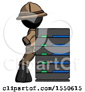 Poster, Art Print Of Black Explorer Ranger Man Resting Against Server Rack