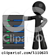 Poster, Art Print Of Black Design Mascot Man With Server Rack Leaning Confidently Against It