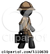 Poster, Art Print Of Black Explorer Ranger Man Walking With Briefcase To The Right