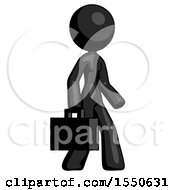 Poster, Art Print Of Black Design Mascot Woman Walking With Briefcase To The Right