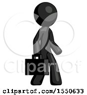 Poster, Art Print Of Black Design Mascot Man Walking With Briefcase To The Right
