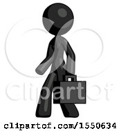 Poster, Art Print Of Black Design Mascot Woman Man Walking With Briefcase To The Left