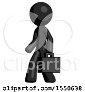 Black Design Mascot Man Walking With Briefcase To The Left