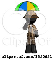 Poster, Art Print Of Black Explorer Ranger Man Holding Umbrella Rainbow Colored