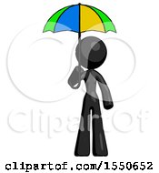 Poster, Art Print Of Black Design Mascot Woman Holding Umbrella Rainbow Colored