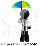 Poster, Art Print Of Black Doctor Scientist Man Holding Umbrella Rainbow Colored