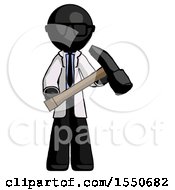 Poster, Art Print Of Black Doctor Scientist Man Holding Hammer Ready To Work
