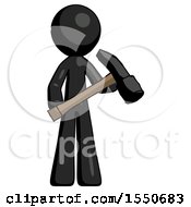Poster, Art Print Of Black Design Mascot Man Holding Hammer Ready To Work