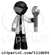 Black Doctor Scientist Man Holding Wrench Ready To Repair Or Work