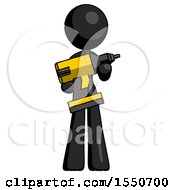 Poster, Art Print Of Black Design Mascot Woman Holding Large Drill