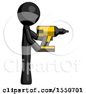 Poster, Art Print Of Black Design Mascot Man Using Drill Drilling Something On Right Side